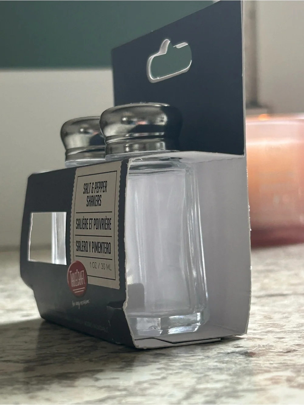 T.J.Maxx Glass Salt & Pepper Shakers - Silver Tops